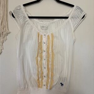 Abercrombie & Fitch White and Yellow Blouse